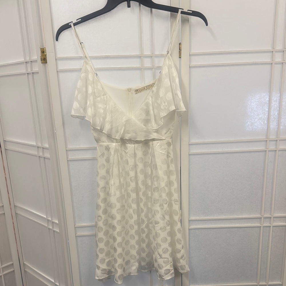 Elegant White Polka Dot Dress